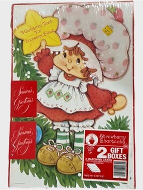 Vintage Strawberry Shortcake Christmas Holiday Gift Boxes - 2 Pack
